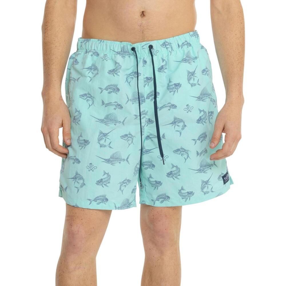 New Salt Life Men Board Shorts Fish Light Blue New w/ Tags Live Salty Size XL